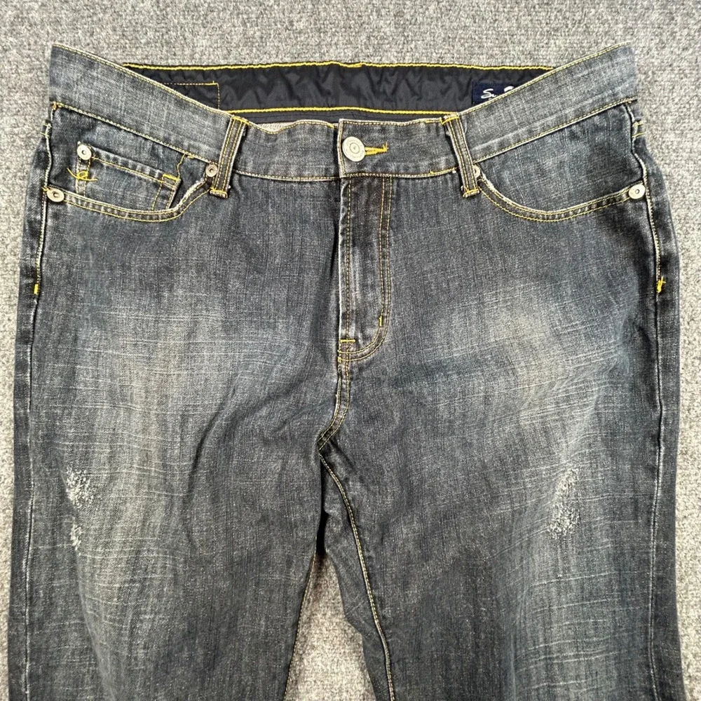 Seven7 For All Mankind Jeans Mens 38 Denim Blue Relaxed Distressed Tailored‎ Hem